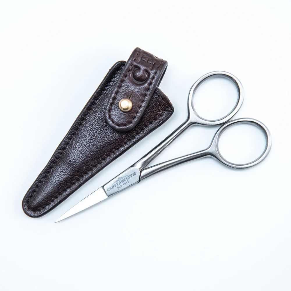 Captain Fawcett Grooming Scissors With Leather Pouch