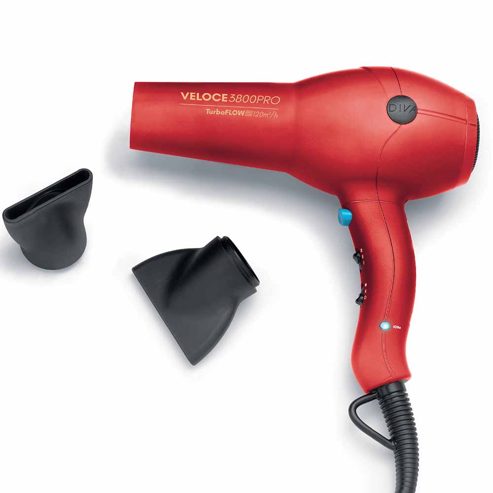 Diva Edit Veloce 3800 Pro Hair Dryer Red
