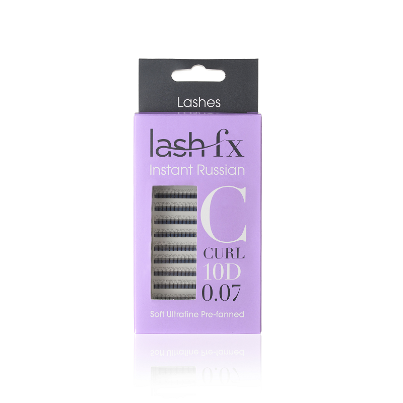 Lash FX Pre-Fanned Instant Russian Lashes C Curl 10D 0.07 Super Fine 14mm