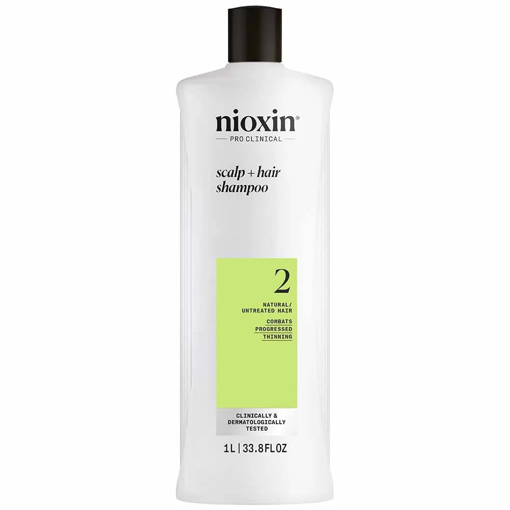 Nioxin System 2 Scalp + Hair Thickening Shampoo for Natural Hair with Progressed Thinning 1L